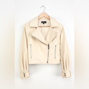 NWT Lulu’s Cool to the Core Ivory Vegan Leather Moto
Jacket